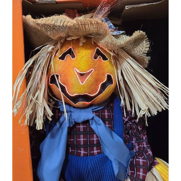 24" Gemmy Fiber Optic Scarecrow Works Great Halloween Fall Decor - Picture 3 of 7